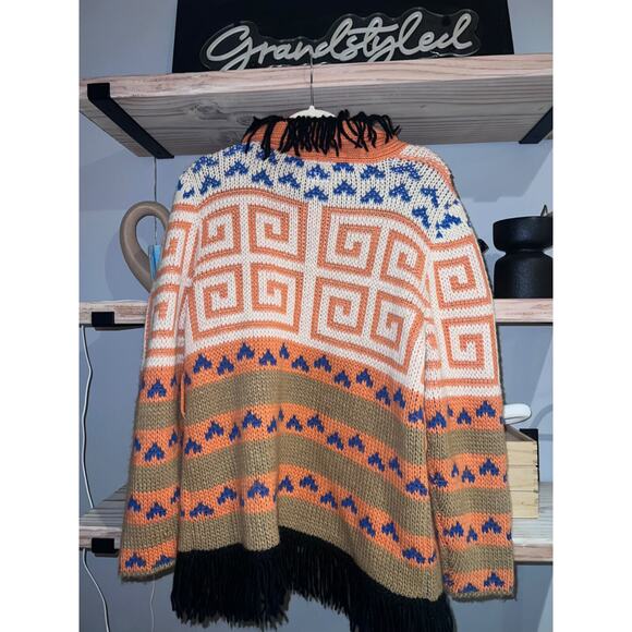 MOTHER || The Belted Fringe Alpaca Cardigan Orange Multicolor Size S MSR… - Picture 8 of 8